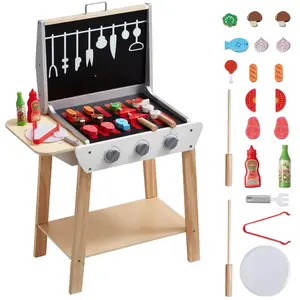 VEVOR Ensemble de jouet BBQ pour enfant en bois aliment outil de grill... pas cher