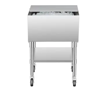 VEVOR Bac à glaçons commercial à roulettes sous bar 61,6 L plateau de ... pas cher