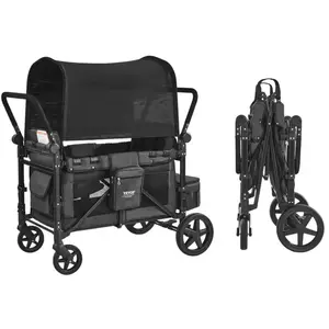 VEVOR Poussette Chariot 4 Enfants Pliable à Quatre Roues 150 kg pour C...