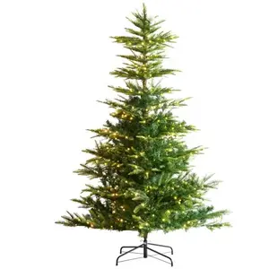VEVOR Sapin de Noël Artificiel Pré-éclairé 1,98 m 350 LED 900 Pointes ... pas cher