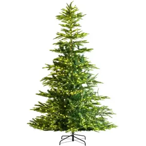 VEVOR Sapin de Noël Artificiel, 2,25 m, Arbre de Noël Pre-eclaire avec 700 Lumieres LED Blanc Chaud, 1319 Pointes de Branches, Base Metal pour pas cher