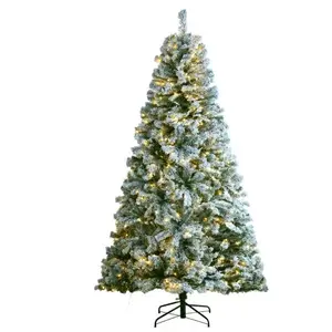 Vevor Sapin de Noël Flocage Pré-éclairé 2,28 m 550 LED 1346 Pointes Branches pas cher