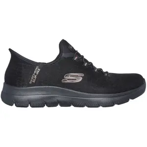 Comparateur de prix : Skechers Skechers Slip-Ins Summits Vegan - Baskets Femme Noir Or - 41