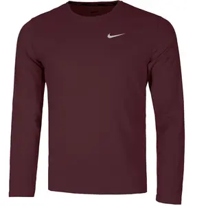 Nike Dri-Fit Miler UV Maillot De Course Hommes - Rouge Vin, Taille XL pas cher
