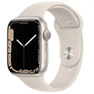 Apple Watch Series 7 (GPS) - Boitier 45 mm Aluminium blanc avec Bracelet Sport Blanc pas cher