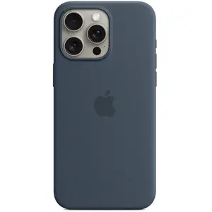 Apple Coque en silicone avec MagSafe pour iPhone 15 Pro Max Bleu orage