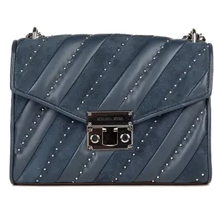 Michael Kors - Sac bandoulière en Cuir Jet Set M bleu marine - 23x16x... pas cher
