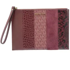Michael Kors - Pochette en Cuir zippée XL Jet Set Travel merlot/multic... pas cher