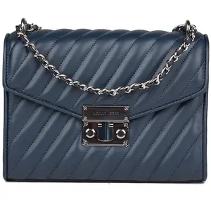 Michael Kors - Sac bandoulière en Cuir Rose bleu marine - 23x18x5 cm O... pas cher