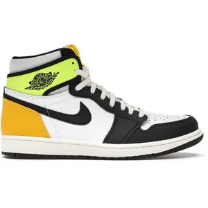 Nike - Baskets en Cuir Air Jordan 1 High Og Vault blanc/noir/vert fluo... pas cher