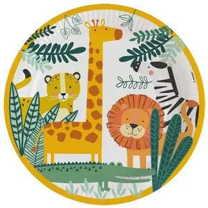 Comparateur de prix : amscan 9909345 - Assiettes en carton Get Wild Animals Party - Lot de 8-22,8 cm
