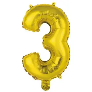 Comparateur de prix : RueDeLaFete Ballon Aluminium 40 cm :  Chiffre 3 - Doré
