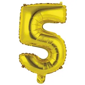 Comparateur de prix : RueDeLaFete Ballon Aluminium 40 cm : Chiffre 5 - Doré