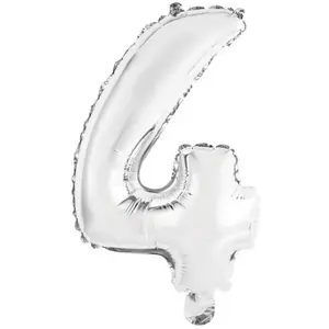 Amscan Ballon Aluminium 40 cm : Chiffre 4 - Argent pas cher