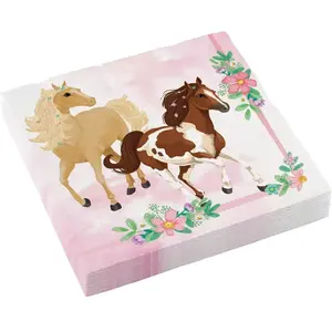 Comparateur de prix : 20 serviettes papier poney chevaux fleurs 33cm - amscan 9909876