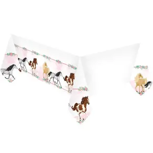 Comparateur de prix : nappe plastique poney chevaux fleurs 120x180cm - amscan 9909877