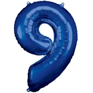 Comparateur de prix : Amscan Ballon Aluminium 86 cm : Chiffre 9 - Bleu
