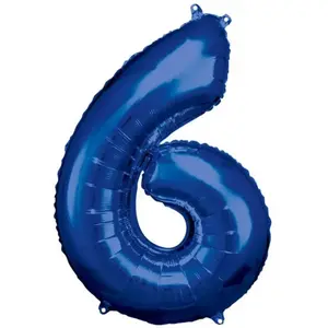 Comparateur de prix : Amscan Ballon Aluminium 86 cm : Chiffre 6 - Bleu