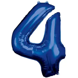 Amscan Ballon Aluminium 86 cm : Chiffre 4 - Bleu pas cher