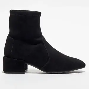 Stuart Weitzman - Bottines en Velours de Cuir Accordion noires - Talon 5 cm T.38