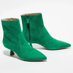 Stuart Weitzman - Bottines en Velours de Cuir Melena 50 vertes - Talon...Vendu parbazarchic