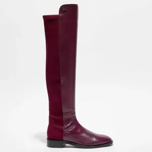 Stuart Weitzman - Bottes en Cuir bi-matière Keelan City cranberry T.36