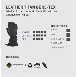 Dakine Leather Titan GTX Short Glove - Gants ski homme Black XL pas cher