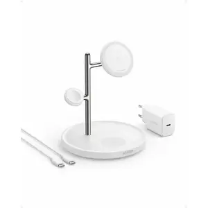 Comparateur de prix : Station de recharge sans fil réglable Anker MagGo 3 en 1 Qi2 15W blanc