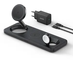 Comparateur de prix : Cargador anker maggo magnetic wireless charger (15w 3-in-1 pad black) B25M1311