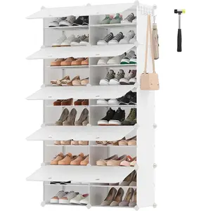 Comparateur de prix : SONGMICS Rangement chaussures à plusieurs compartiments modulable, Bla...