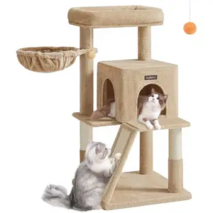 Feandrea Arbre à chat avec planche à gratter, Marron Camel pas cher