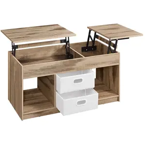 VASAGLE Table basse avec 2 tiroirs et compartiments cachés, Marron Cam... pas cher