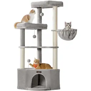 Feandrea Arbre à chat avec niche hamac plateformes et jouets amusants,... pas cher