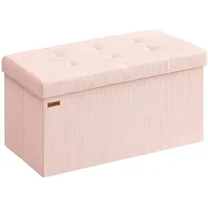 SONGMICS Banc de rangement pliable avec coffre, Rose Bonbon / 76L cm pas cher