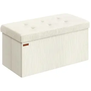 SONGMICS Banc de rangement pliable avec coffre, Blanc Crème / 76L cm pas cher
