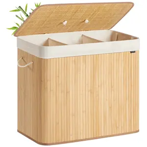 SONGMICS Panier à linge en bambou pliable, Naturel / 170 L pas cher