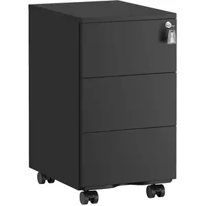 SONGMICS Caisson de bureau avec 3 tiroirs, Noir Mat / 40P x 30L x 54H cm pas cher