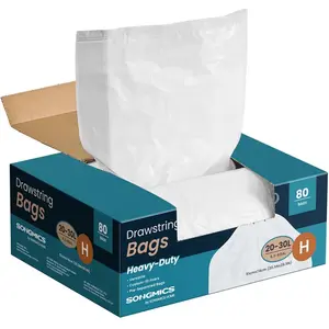 SONGMICS Sacs Poubelles Pratiques avec Liens Coulissants, Blanc crème ... pas cher
