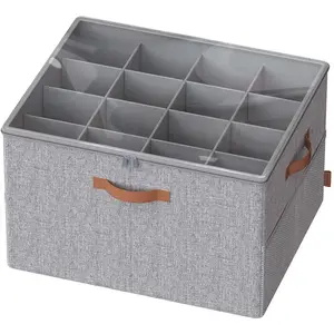 SONGMICS Organiseur de chaussures avec couvercle transparent, Gris Tourterelle pas cher