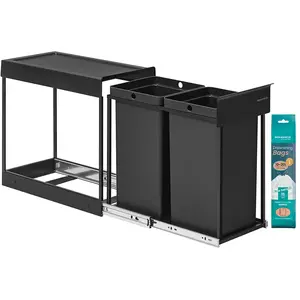 Comparateur de prix : SONGMICS Poubelle coulissante en acier à deux seaux pour tri sélectif,...