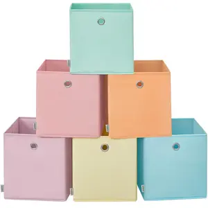 SONGMICS Boîte de rangement pliable en tissu pour organisation colorée, 30L x 30l x 30H cm