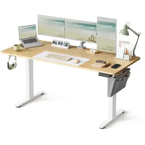 Comparateur de prix : SONGMICS Bureau électrique assis-debout réglable en 4 hauteurs mémorisables, Doré Chêne / 70P x 160L x (72-120)H cm