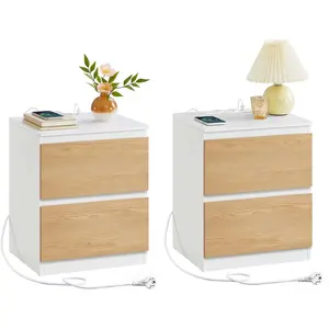 VASAGLE Table de chevet avec 2 prises secteur et 2 ports USB-A, Jaune ... pas cher