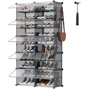 SONGMICS Rangement chaussures 10 compartiments modulable, Gris Ardoise pas cher