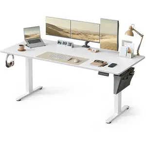 Comparateur de prix : SONGMICS Bureau électrique assis-debout réglable en 4 hauteurs mémorisables, Blanc Nuage / 80P x 180L x (72-120)H cm