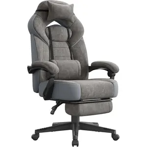 SONGMICS Fauteuil de bureau ergonomique, Gris Ardoise / Suédine pas cher