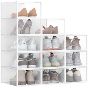 SONGMICS Boîte à chaussures en plastique transparent avec porte, Trans... pas cher