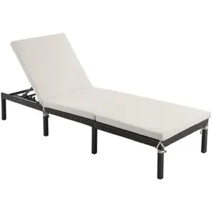 SONGMICS Chaise Longue, Bain de Soleil, Transat de Relaxation,avec Matelas de 5 cm, inclinable, CB27BRV2 pas cher