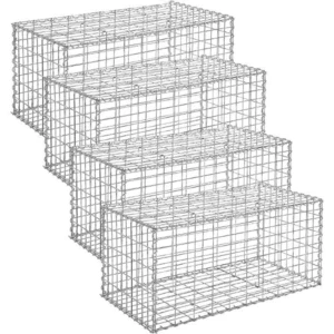 SONGMICS Lot de 4 Gabions 100 x 50 x 50 cm métalliques Déco jardin Clôture Déco... pas cher