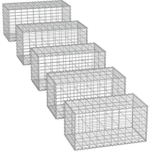 SONGMICS Lot de 5 Gabions 100 x 50 x 50 cm métalliques Déco jardin Clôture Déco... pas cher